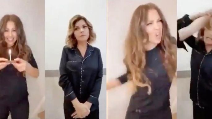 Thalía e Itatí Cantoral parodian el video viral de 'la niña del pastel'