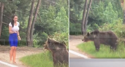 Mujer intenta tomarse selfie con oso salvaje y es atacada con inesperada mordida