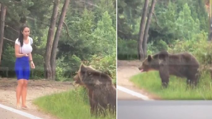 Mujer intenta tomarse selfie con oso salvaje y es atacada con inesperada mordida