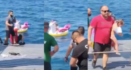 Rescatan a niña en salvavidas de unicornio arrastrada por el mar Mediterráneo (VIDEO)