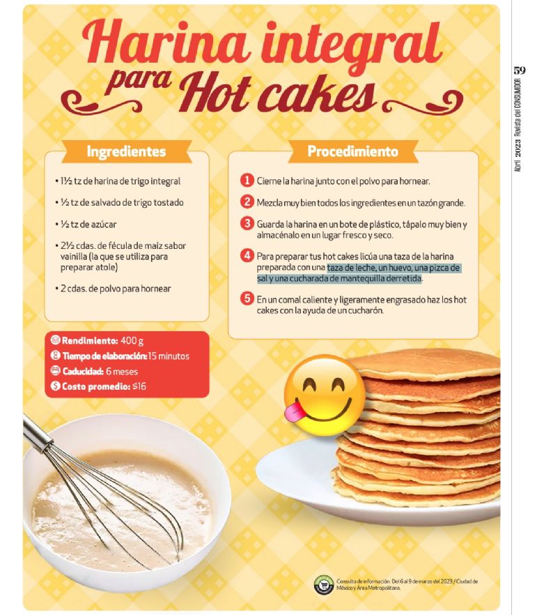 cuál es la mejor harina para hot cakes según profeco