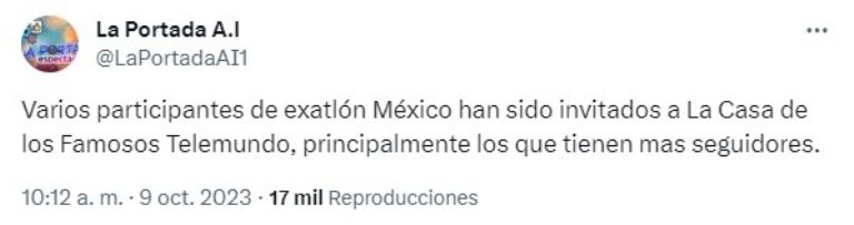 Un famoso reality podría quedarse con los atletas de Exatlón México. Se plantean algunos participantes para ‘La Casa de los Famosos’