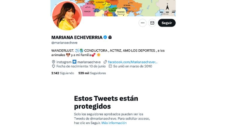 Mariana Echeverría pone su Twitter en privado después de problemas en la red social.