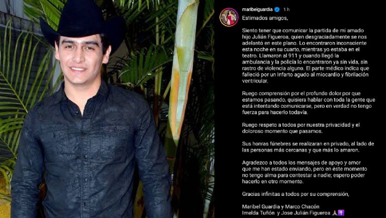 Maribel Guardia confirma la muerte de su hijo en redes sociales.