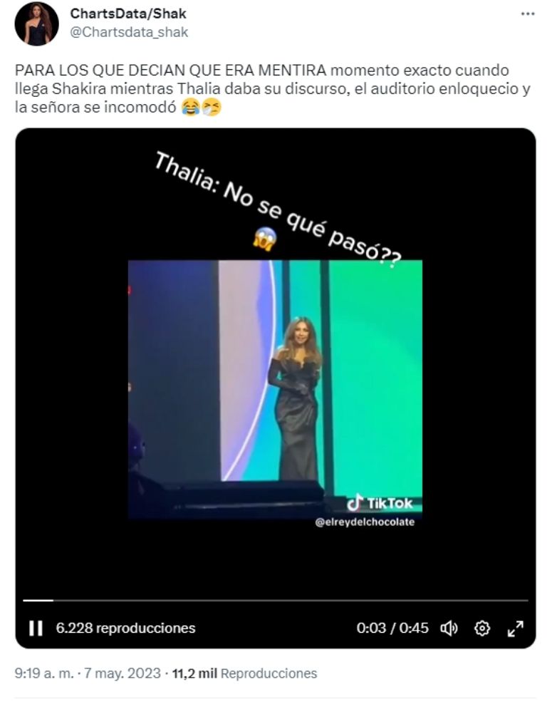 Thalía vio su discurso interrumpido por la llegada de Shakira