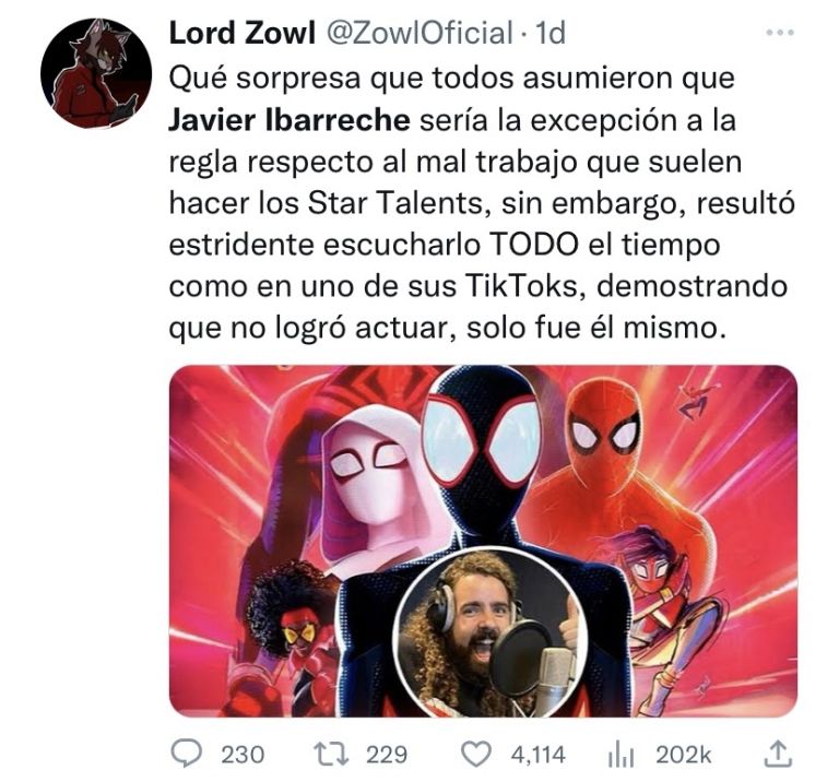 críticas doblaje Spiderman Javier Ibarreche