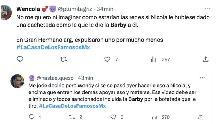 Barby agrede a Nicola en La Casa de los Famosos México