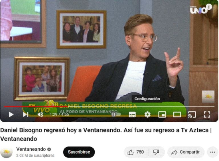 Así se ve Daniel Bisogno al regresar a tv azteca