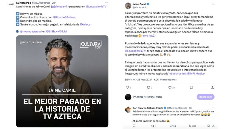 Jaime Camil y Ricardo Salinas reaccionan a rumores sobre su paga en TV Azteca
