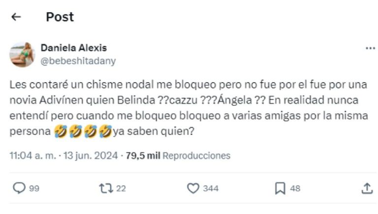 La Bebeshita asegura que Nodal la bloqueó