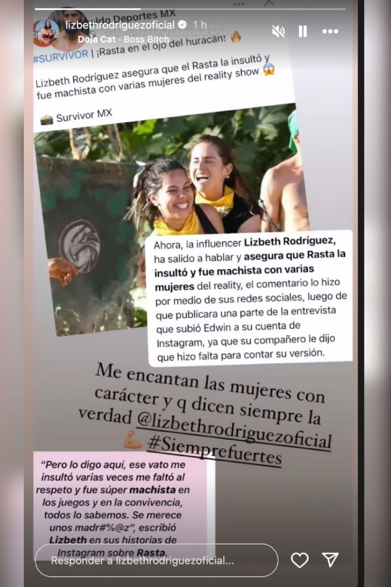 lizbeth rodriguez hace escandalo en redes luego de survivor mexico y llama a rasta machista