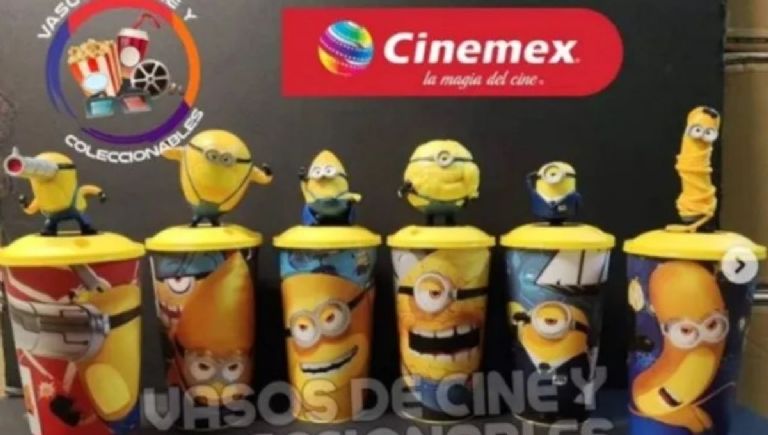 Vasos y palomeras de los minions en Cinemex