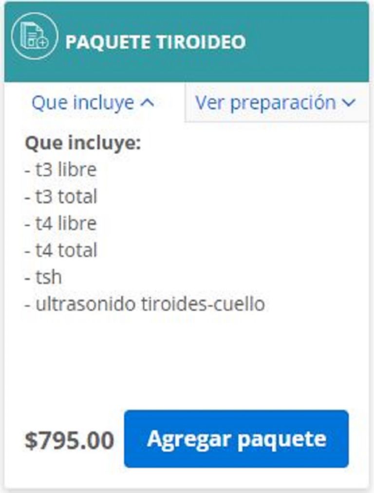 Perfil tiroideo completo en Salud Digna precio