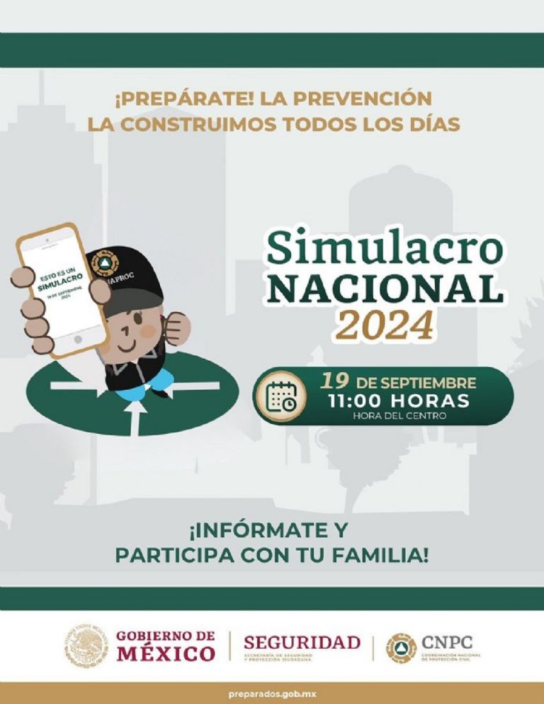 Simulacro Nacional 2024 recomendaciones de Protección Civil para el 19 de septiembre