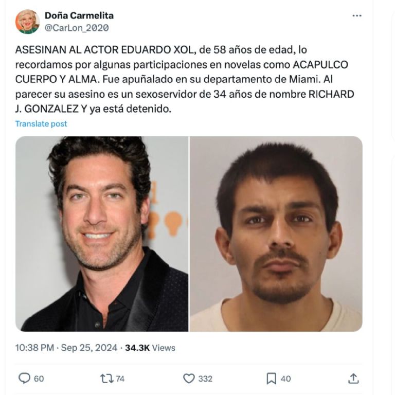 de que murio el actor eduardo xol ex de televisa