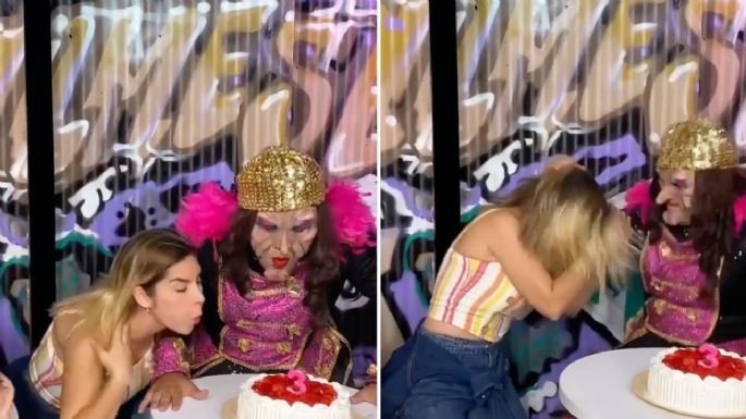 Karla Panini recrea el video de la niña del pastel y la desgreñan