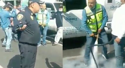 VIDEO VIRAL: Trabajador intenta prender fuego a policías en el paro de gaseros en Perisur