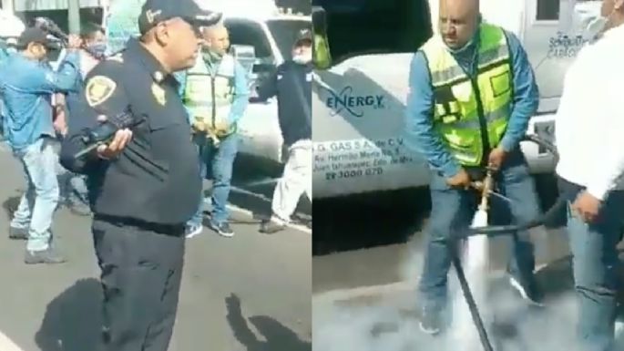 VIDEO VIRAL: Trabajador intenta prender fuego a policías en el paro de gaseros en Perisur
