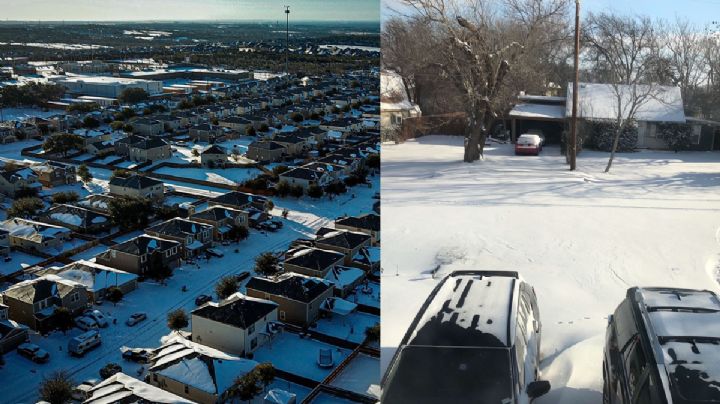 Texas y Nuevo León se pintan de blanco, FOTOS y VIDEOS muestran caída de nieve