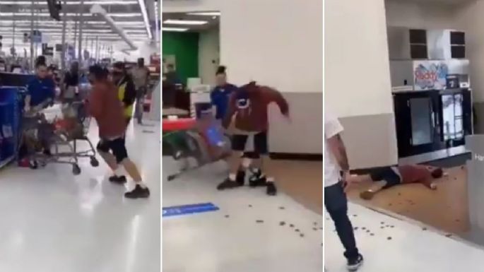 VIDEO VIRAL: Empleado de Walmart noquea a cliente que lo agredió y escupió