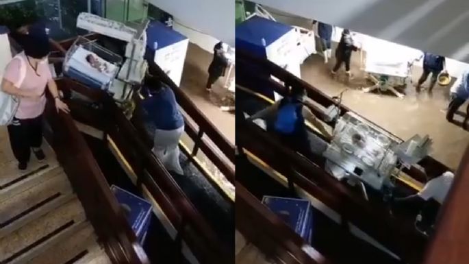 VIDEO VIRAL: Sacan a recién nacidos en incubadoras tras inundación de Hospital General de Atizapán de Zaragoza