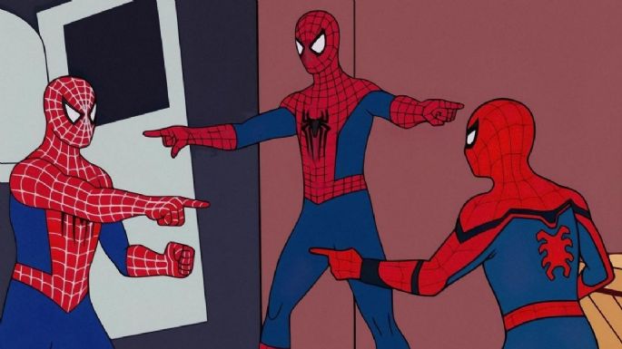 Sony lanza FOTO inédita de los actores recreando el icónico meme de Spider Man