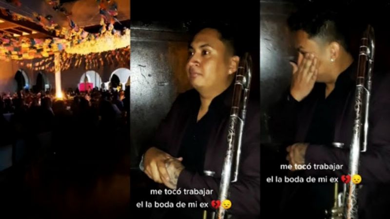 Músico llora amargamente en boda al enterarse que es de su ex novia y VIDEO se vuelve viral