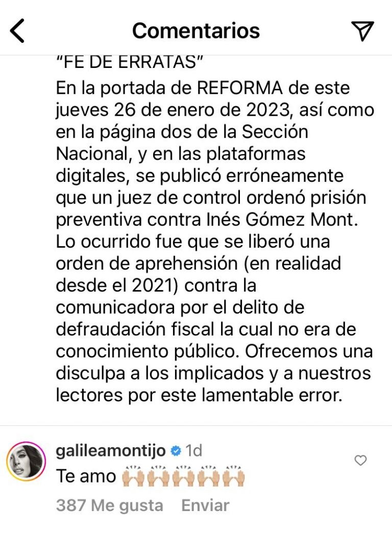 Inés Gómez Mont y Galilea Montijo mensaje