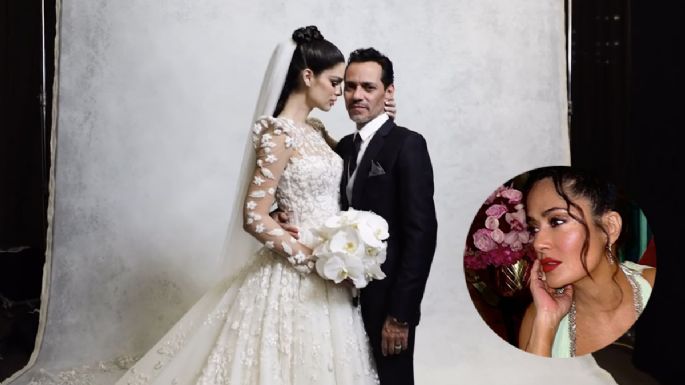 Salma Hayek y el revelador vestido que usó en la boda de Marc Anthony con el que OPACÓ a la novia