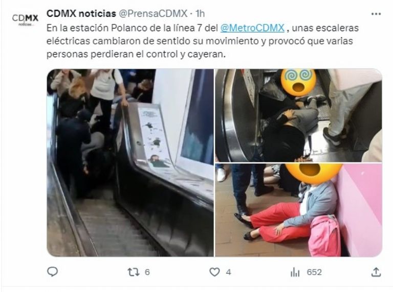 En redes sociales se dio aviso de un percance ocurrido en la línea 7 del metro CDMX este 24 de octubre ¿Qué ocurrió con las personas lesionadas?