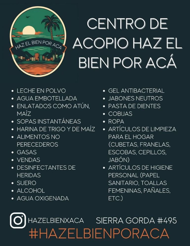 5 centros de acopio donde puedes llevar víveres tras el paso del huracán Otis para los afectados de Acapulco.