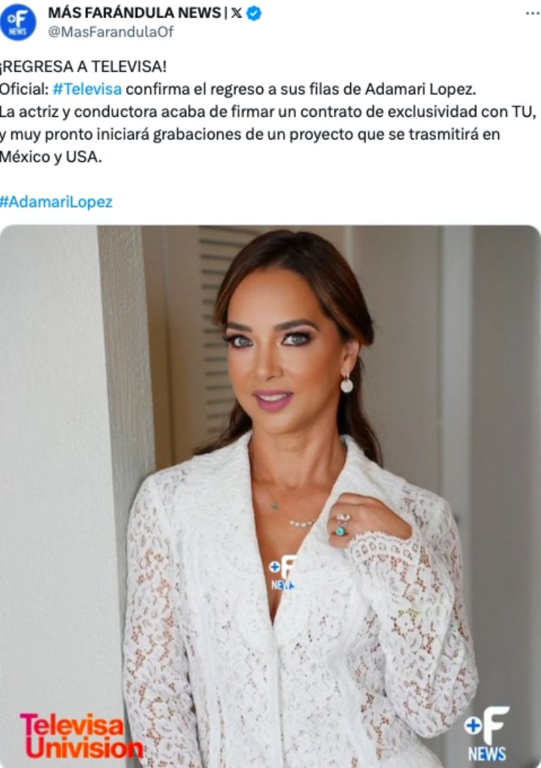 ¿Adamari López regresa a las telenovelas con Televisa o Telemundo?
