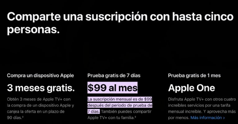 cuánto cuesta la suscripción de apple tv