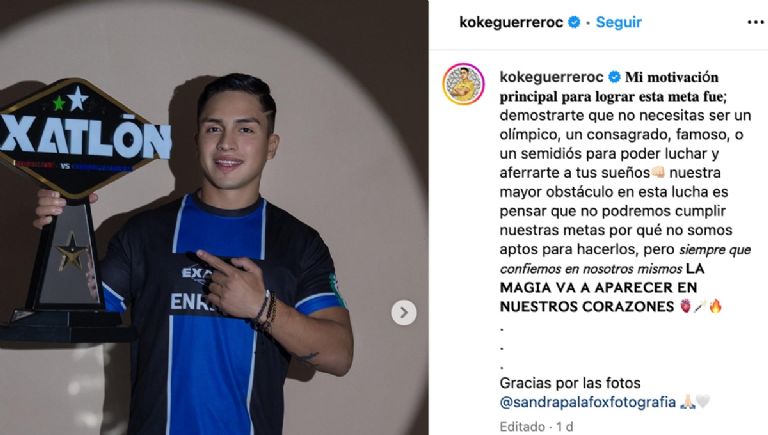 Koke Guerrero manda mensaje para 'Exatlón México'