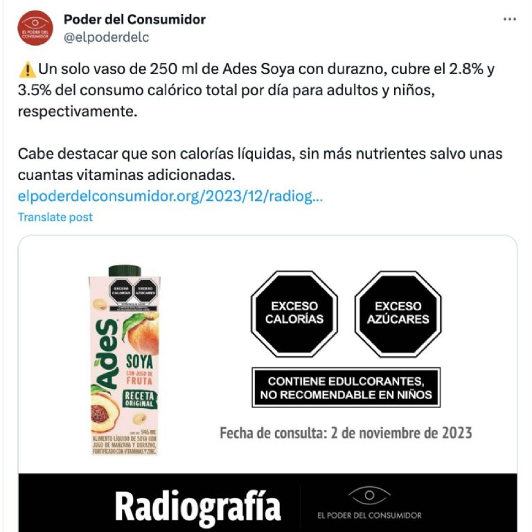 ades el peor jugo y sin nutrientes según la profeco