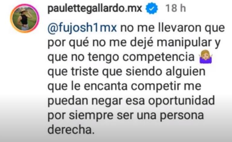 Paulette Gallardo no estará en el reality Reto 4 Elementos