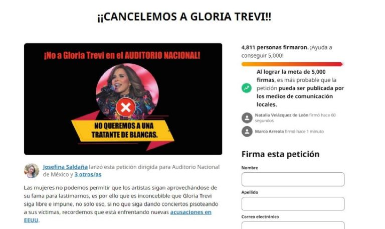 En redes se llamó a un boicot en contra del concierto de Gloria Trevi en el Auditorio Nacional