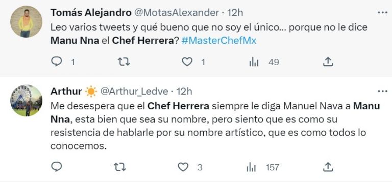 Usuarios en redes manifestaron la homofobia del Chef Herrera contra Manu Nna en MasterChef Celebrity