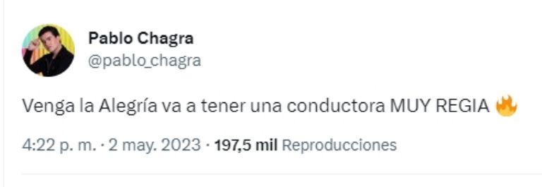 Pablo Chagra  revela nueva conductora en Venga la Alegría