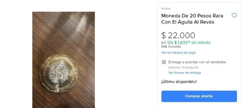numismatica 20 mil pesos vender moneda de 10 pesos