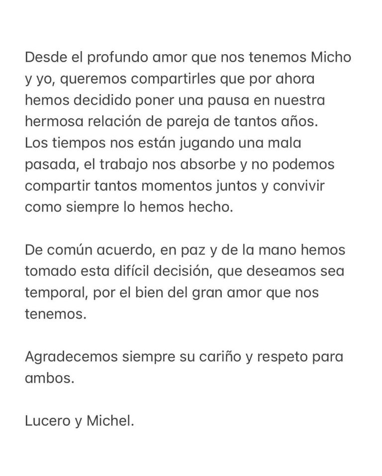 Lucero Michel Kuri separacion relacion