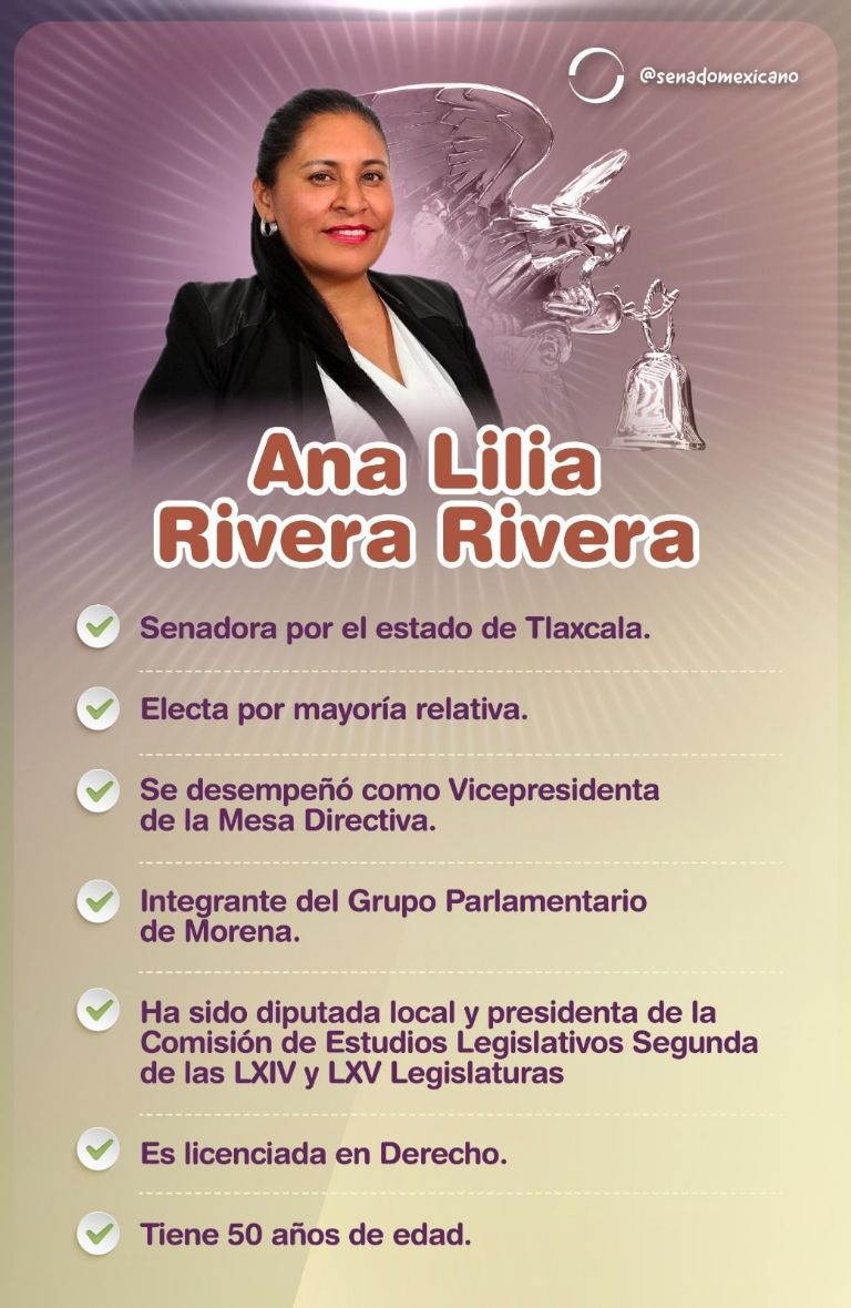 nueva presidenta de la mesa directiva del senado de la república ana lilia rivera