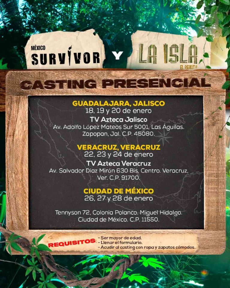 Prueba tu destreza física y tu habilidad mental en ‘Survivor México’ o ‘La Isla’. Conoce los requisitos necesarios para participar.