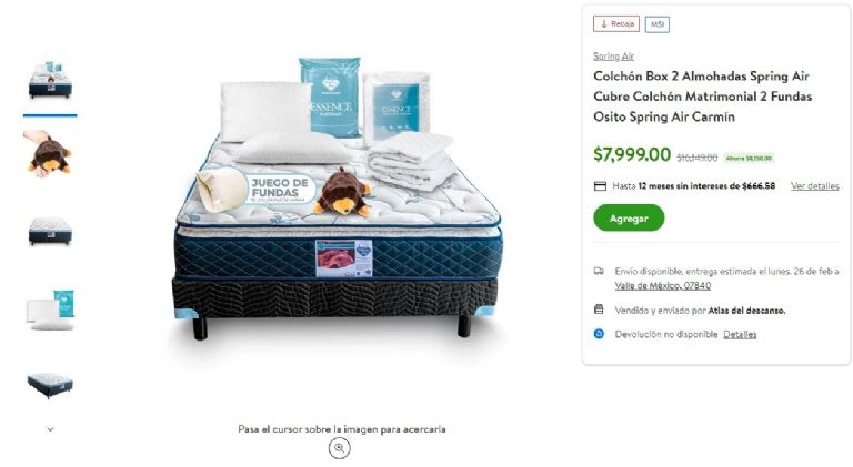 Bodega Aurrera pone en oferta un colchón que incluye su box y ropa de cama.
