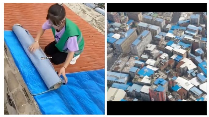 ¿Por qué en China están pintando el techo de azul? El oscuro secreto de esta tendencia