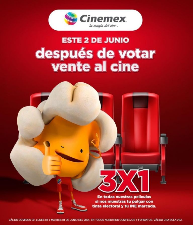 Boletos gratis de Cinemex para las Elecciones 2024