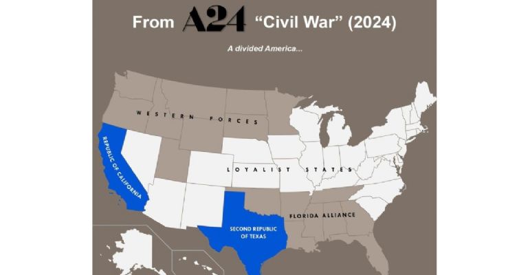 mapa de estados unidos película civil war