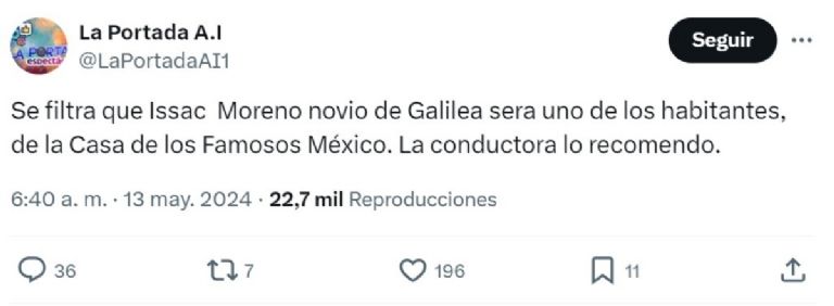 El novio de Galilea Montijo es confirmado para La Casa de los Famosos 2 y señalan que será el protegido de la producción.