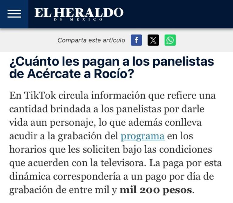 Sueldo por aparecer en el programa de Rocío Sánchez Azuara