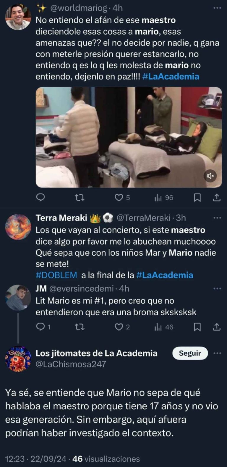 Fans de Mario Girón de La Academia reaccionan al comentario del maestro Cris